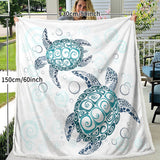 Sea Turtle Blanket Aqua Teal Blue Sherpa Fleece Throw Blanket Ocean Plush Blankets Turtle Themed Sherpa Plush Throw Blanket