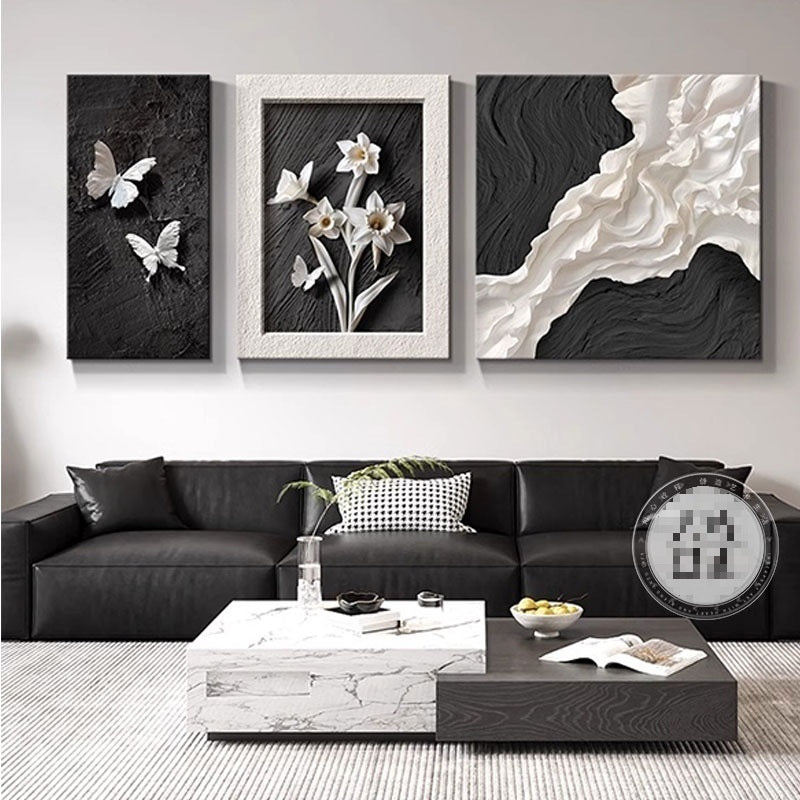 Modern Minimalist Living Room Decor Black White And Gray Abstract Painting