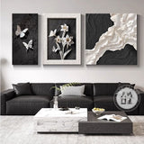 Modern Minimalist Living Room Decor Black White And Gray Abstract Painting