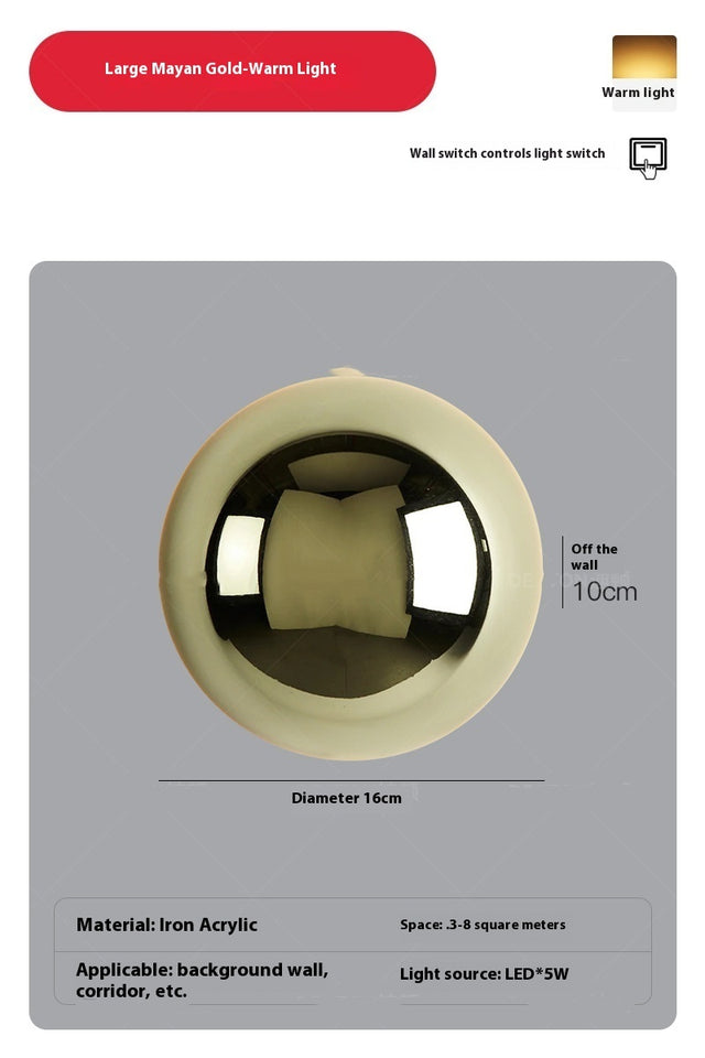 Wall Lamp Bedroom Bedside Round Ambience Light