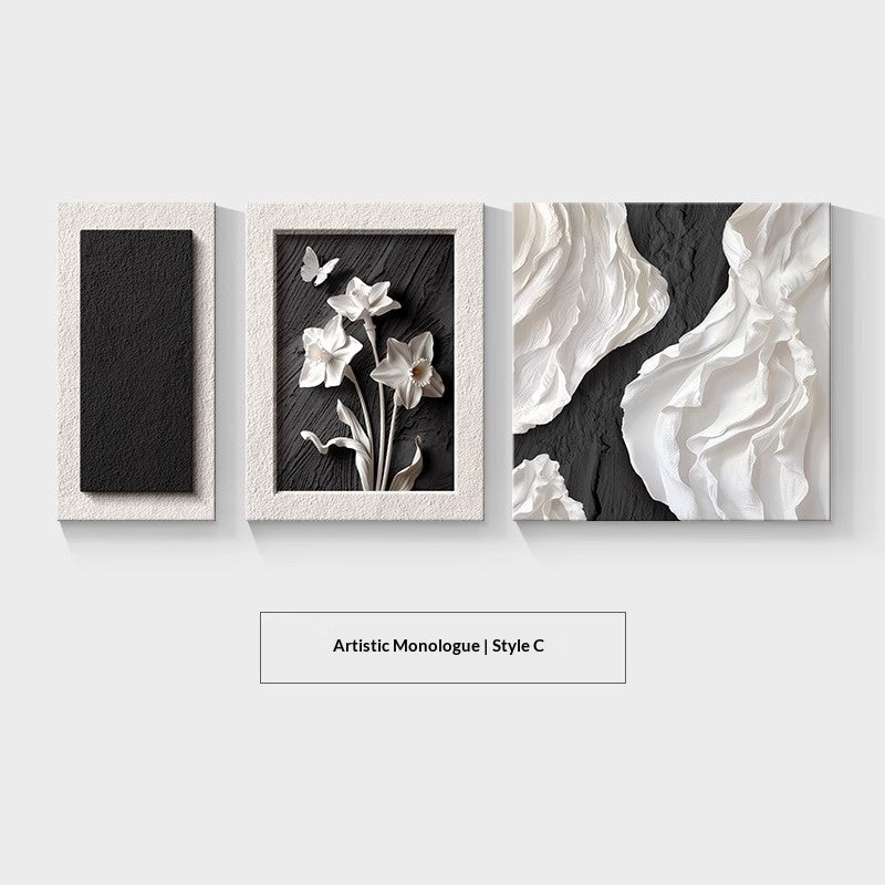 Modern Minimalist Living Room Decor Black White And Gray Abstract Painting