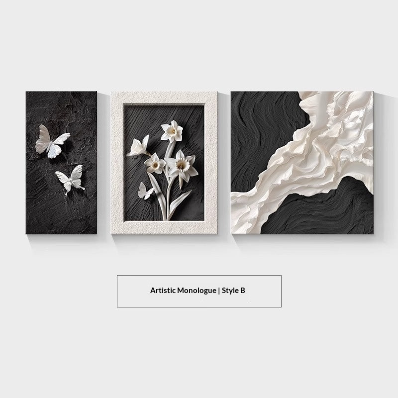 Modern Minimalist Living Room Decor Black White And Gray Abstract Painting