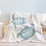 Sea Turtle Blanket Aqua Teal Blue Sherpa Fleece Throw Blanket Ocean Plush Blankets Turtle Themed Sherpa Plush Throw Blanket