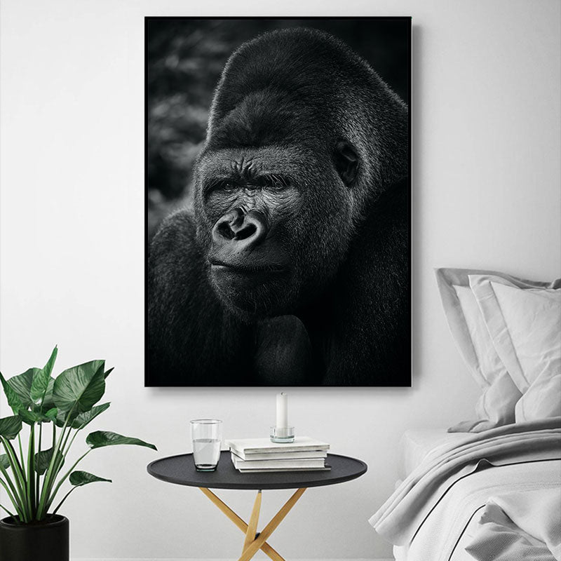 Black Gorilla Canvas, Monkey Wall Art Animal Posters And