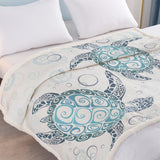 Sea Turtle Blanket Aqua Teal Blue Sherpa Fleece Throw Blanket Ocean Plush Blankets Turtle Themed Sherpa Plush Throw Blanket