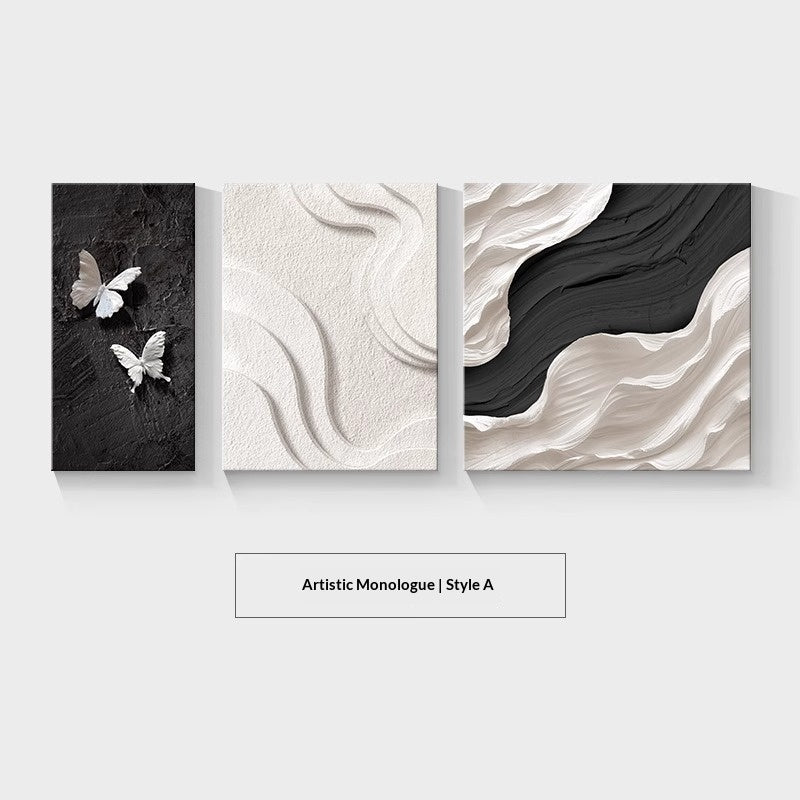 Modern Minimalist Living Room Decor Black White And Gray Abstract Painting