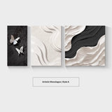 Modern Minimalist Living Room Decor Black White And Gray Abstract Painting